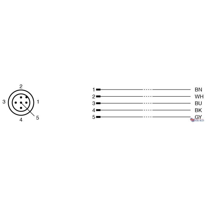 Кабель з роз'ємом Pepperl+Fuchs V15S-G-BK5M-PUR-U/0,75