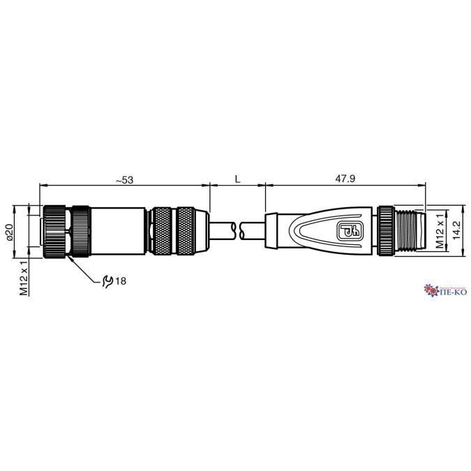 Кабель з роз'ємами Pepperl+Fuchs V19-G-2M-PVC-TP-V19-G