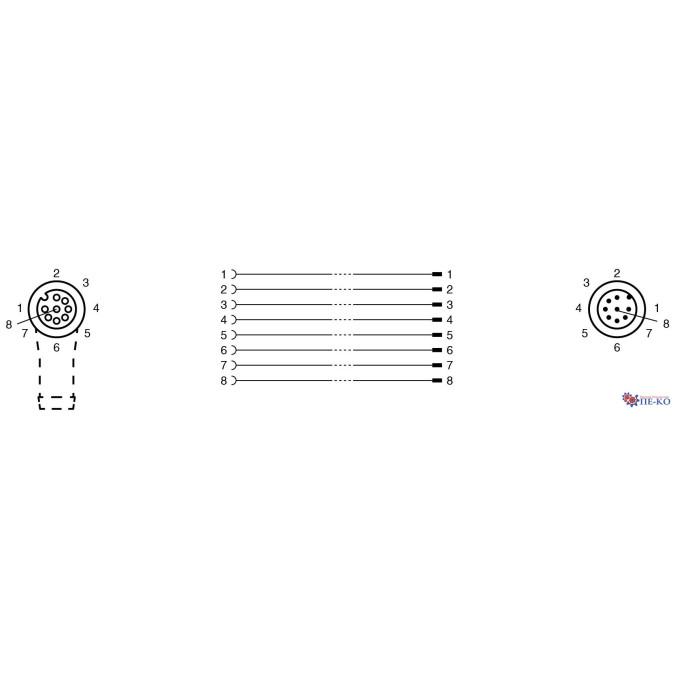 Кабель з роз'ємами Pepperl+Fuchs V19-W-BK1M-PUR-U-V19-G