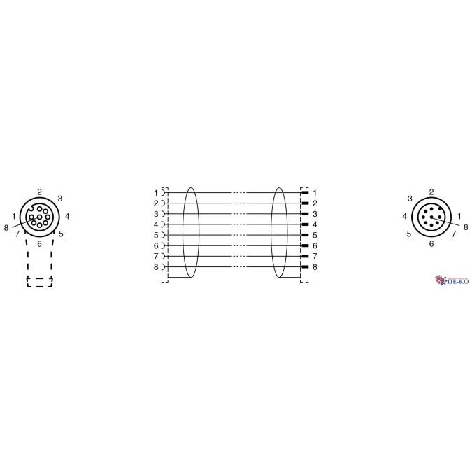 Кабель з роз'ємами Pepperl+Fuchs V19-W-BK7M-PUR-U/ABG-V19-G