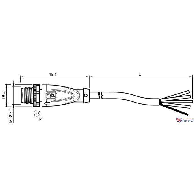 Кабель з роз'ємом Pepperl+Fuchs V1SD-G-GN1M-PUR-E1S