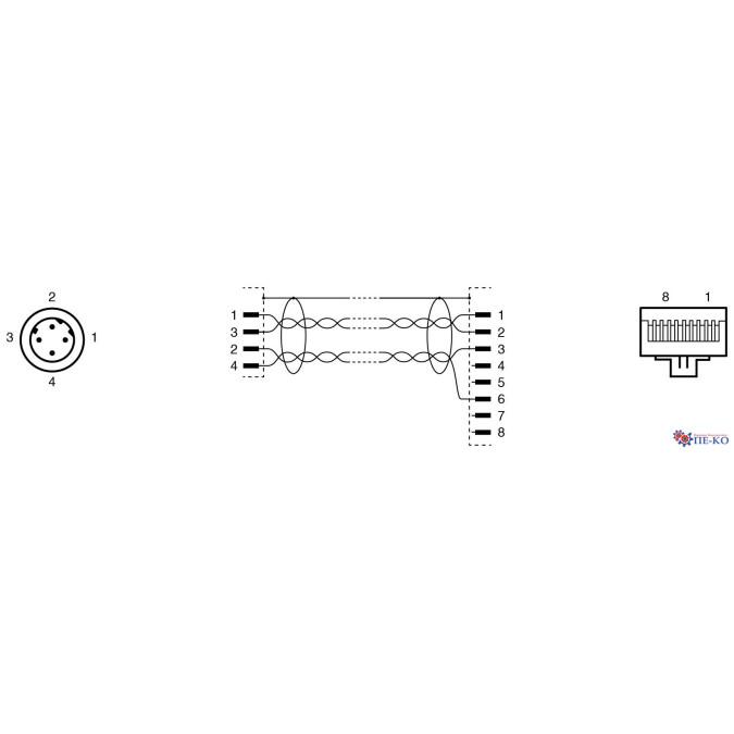 Кабель з роз'ємами Pepperl+Fuchs V1SD-G-GN45M-PUR-E1S-V45-G
