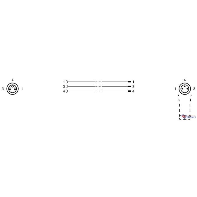 Кабель з роз'ємами Pepperl+Fuchs V3-GM-1M-PUR-V3-WM