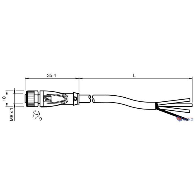 Кабель для датчиків Pepperl+Fuchs V3-GM-5M-PUR-ABG