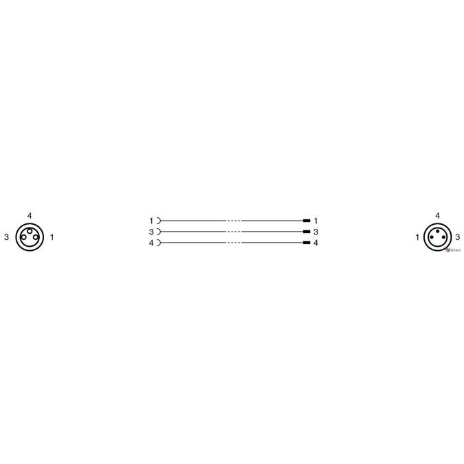 Кабель з роз'ємами Pepperl+Fuchs V3-GM-BK0,6M-PUR-U-V3-GM