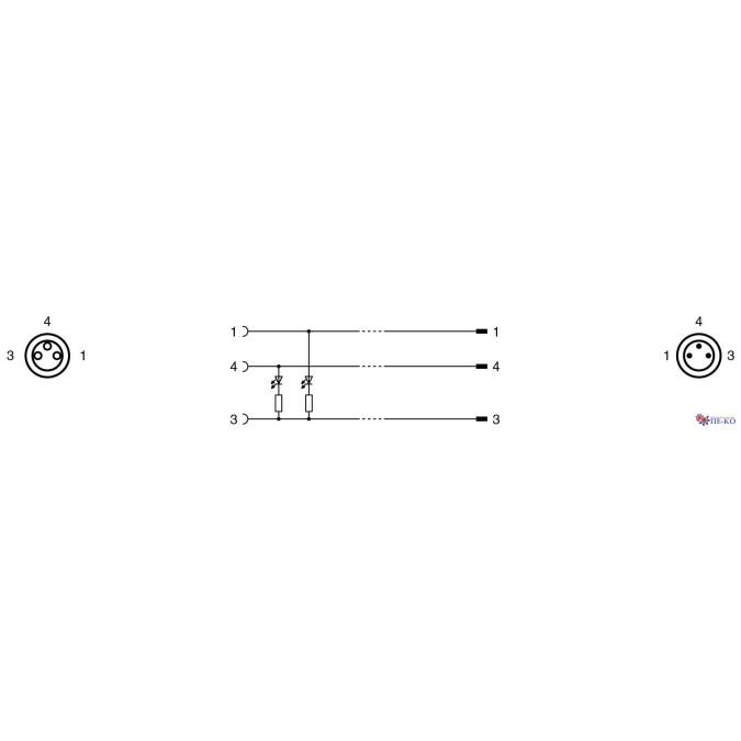 Кабель з роз'ємами Pepperl+Fuchs V3-GM-E2-BK0,3M-PUR-U-V3-GM