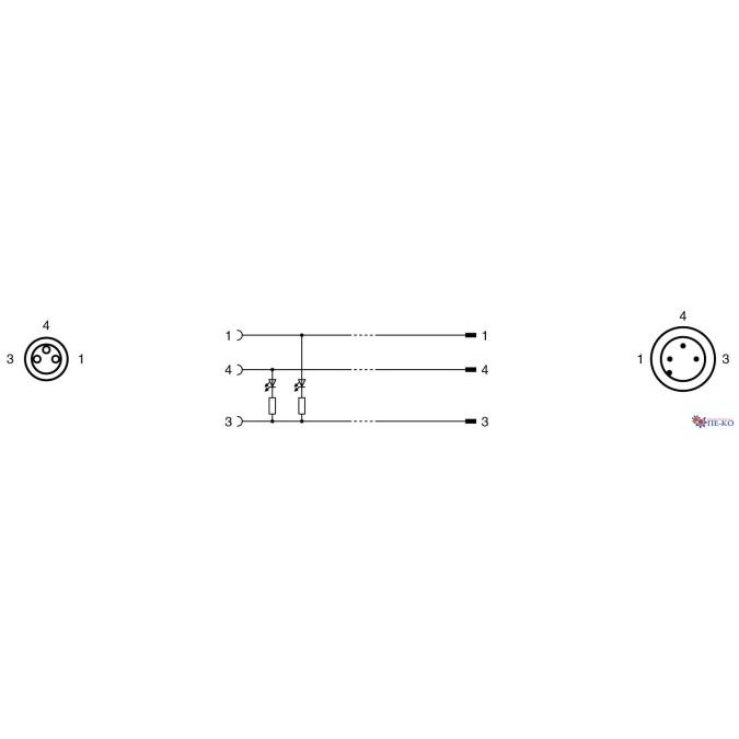 Кабель з роз'ємами Pepperl+Fuchs V3-GM-E2-OR1M-POC-V11-G