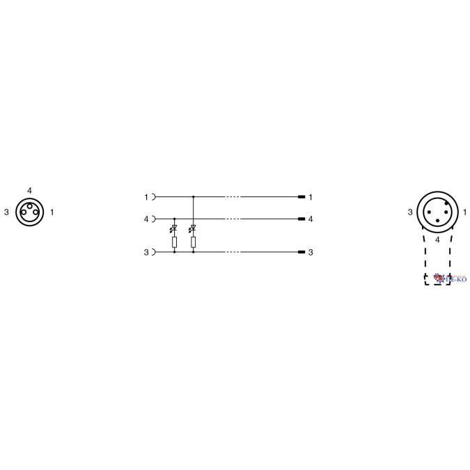 Кабель з роз'ємами Pepperl+Fuchs V3-GM-E2-OR1M-POC-V11-W