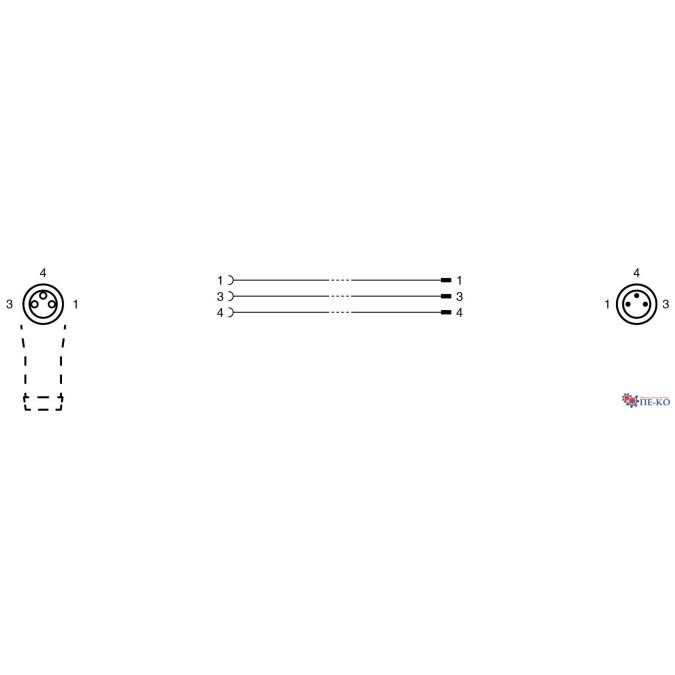 Кабель з роз'ємами Pepperl+Fuchs V3-WM-BK0,6M-PUR-U-V3-GM