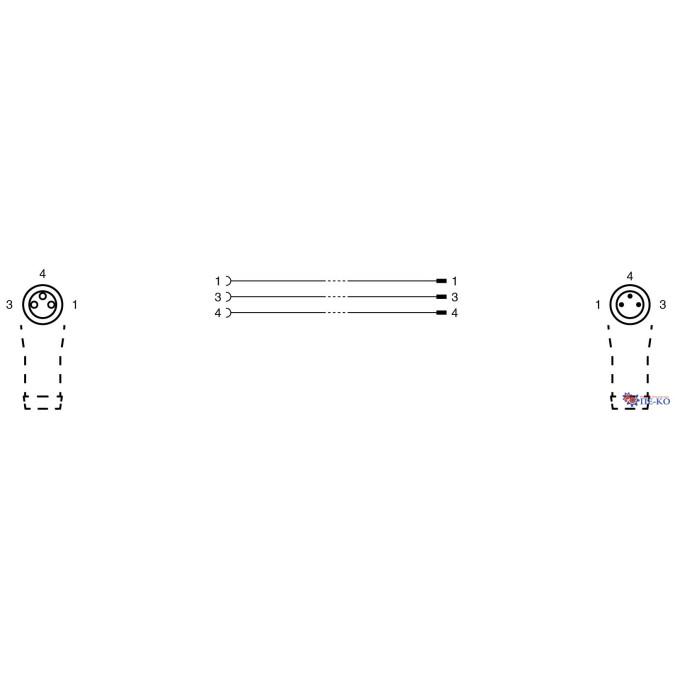 Кабель з роз'ємами Pepperl+Fuchs V3-WM-BK1M-PUR-U-V3-WM