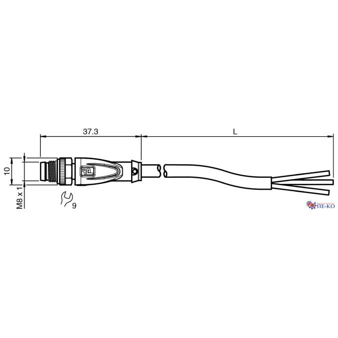 Кабель з роз'ємом Pepperl+Fuchs V3S-GM-0,4M-PUR