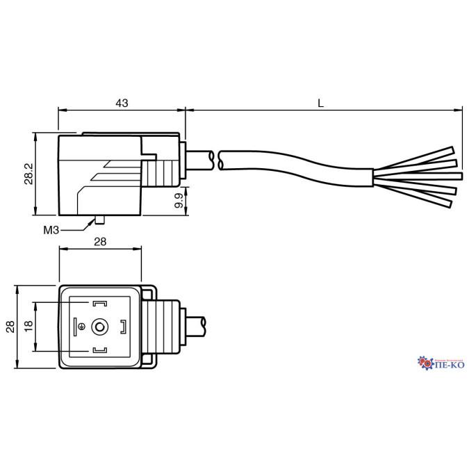 Кабель з роз'ємом Pepperl+Fuchs VMA-3+P/L1-2M-PUR