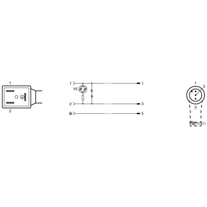 Кабель з роз'ємами Pepperl+Fuchs VMBI-2+P/Z2-0,3M-PVC-V1-W-Y