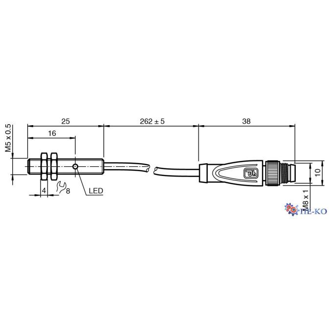 Індуктивний датчик Pepperl+Fuchs NBB0,8-5GM25-E0-0,3M-V3
