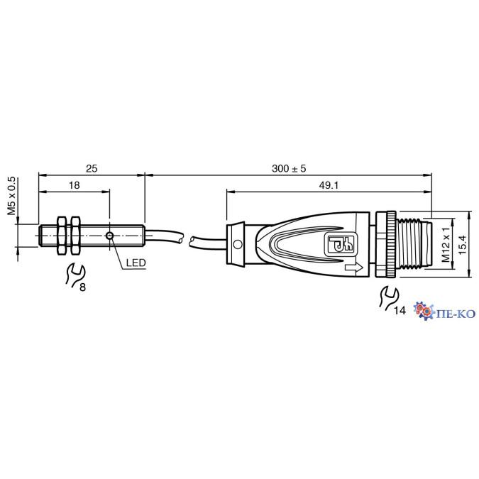 Індуктивний датчик Pepperl+Fuchs NBB0,8-5GM25-E2-0,3M-V1-Y