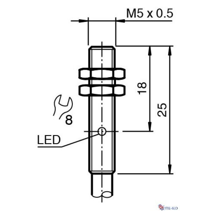 Індуктивний датчик Pepperl+Fuchs NBB0,8-5GM25-E2-5M