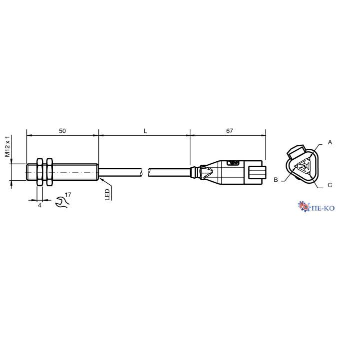 Індуктивний датчик Pepperl+Fuchs NBB4-12GM50-E2-M1-150MM-3DT04