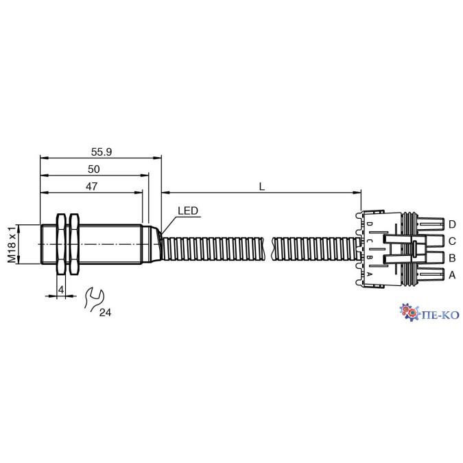 Індуктивний датчик Pepperl+Fuchs NBB5-18GM50-A0-300MM-4PKD