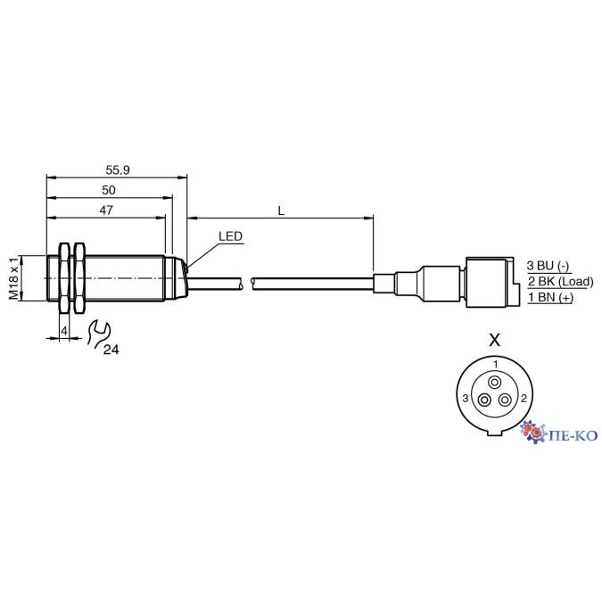 Індуктивний датчик Pepperl+Fuchs NBB5-18GM50-E2-0,5M-Y0055