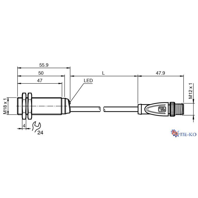 Індуктивний датчик Pepperl+Fuchs NBB8-18GM50-E2-0,2M-V1