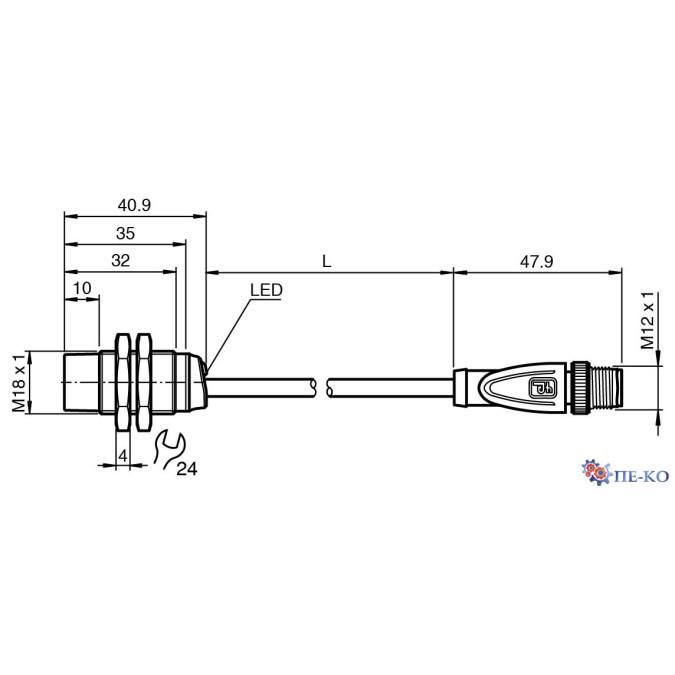Індуктивний датчик Pepperl+Fuchs NBN12-18GM35-E2-0,15M-V1