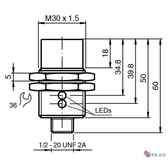 Індуктивний датчик Pepperl+Fuchs NBN25-30GM50-US-V12