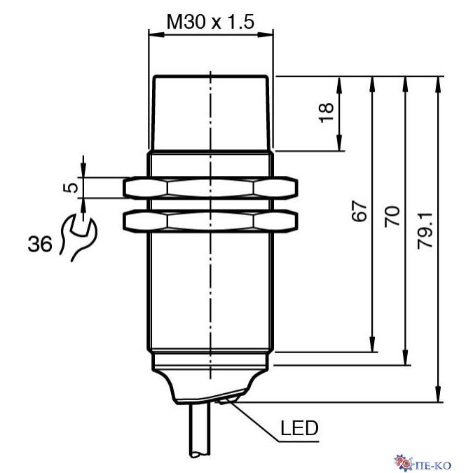 Індуктивний датчик Pepperl+Fuchs NBN25-30GM70-E2-5M