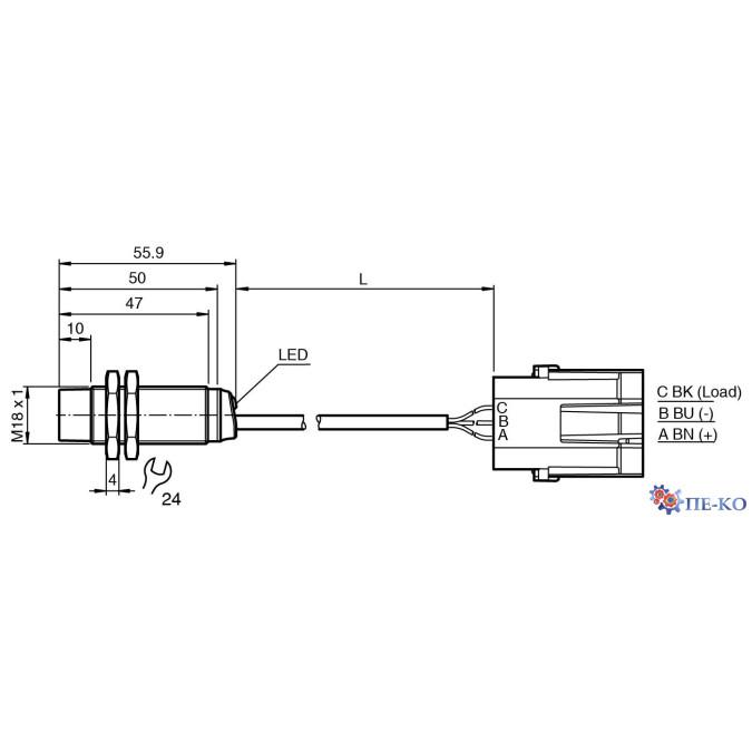 Індуктивний датчик Pepperl+Fuchs NBN8-18GM50-E2-0,145M-3PKD