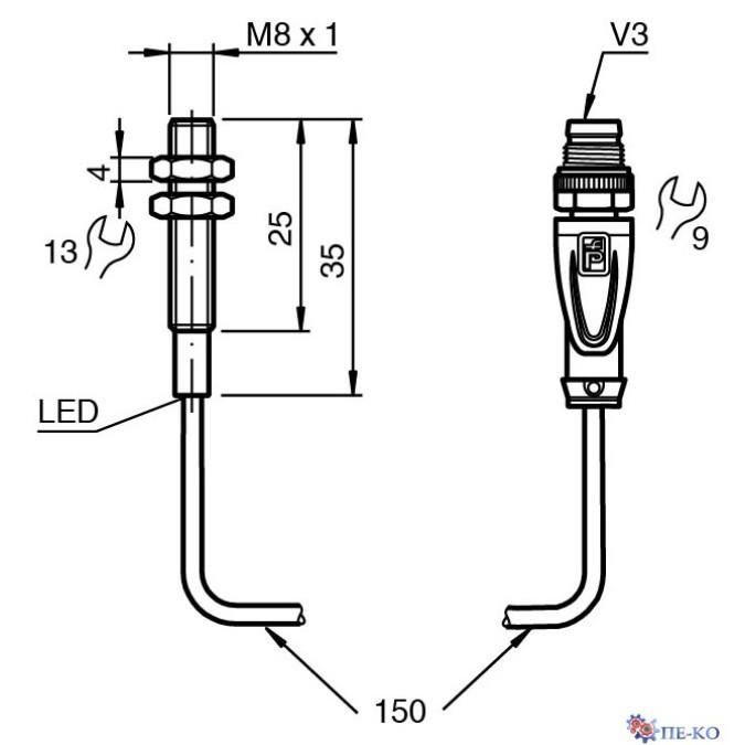 Індуктивний датчик Pepperl+Fuchs NMB1,5-8GM35-E2-FE-150MM-V3
