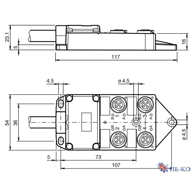 Розгалужувач роз'ємів Pepperl+Fuchs V1-4A-E2-5M-PUR