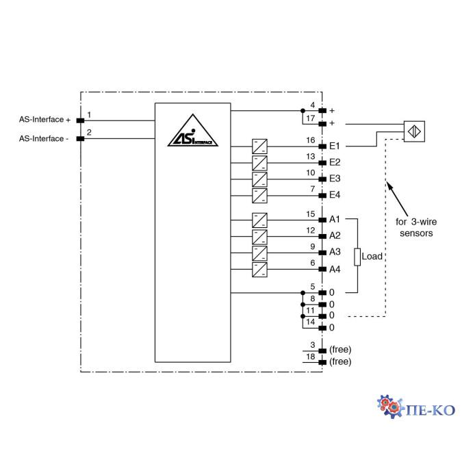 Друкована плата AS-Interface Pepperl+Fuchs VBA-4E3A-CB-E/E2-S