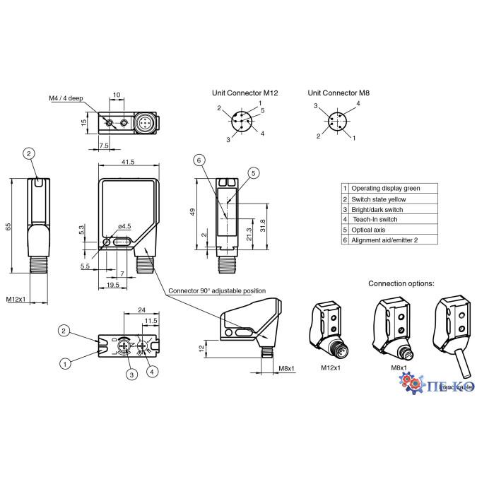 Оптичний датчик Pepperl+Fuchs M12/MV12-F1/76b/82b/115/128