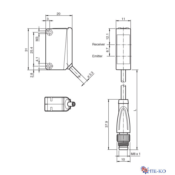 Оптичний датчик Pepperl+Fuchs ML100-54-F-A025-SET