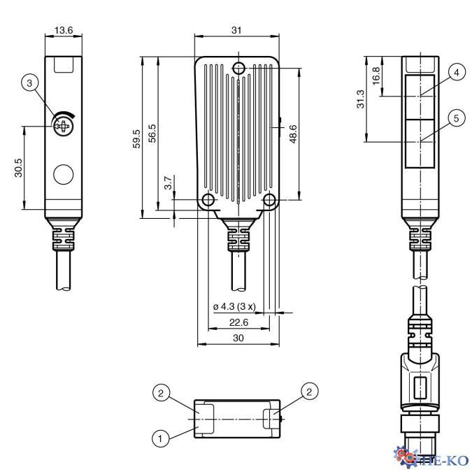 Оптичний датчик Pepperl+Fuchs MLV41-8-H-350-IR/59/115b/136