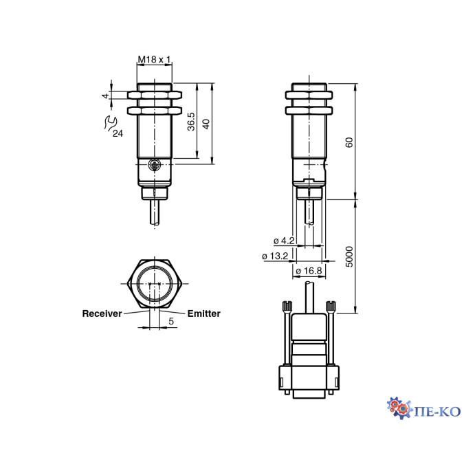 Оптичний датчик Pepperl+Fuchs OBD200-18GM60-E0-5M-IR-1C-Y156