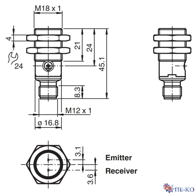 Оптичний датчик Pepperl+Fuchs OBE25M-18GM40-SE2-V1
