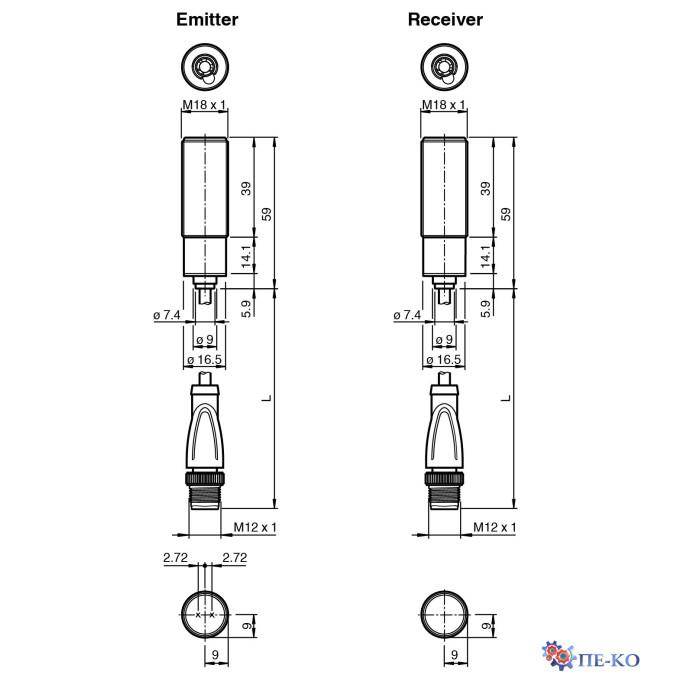 Оптичний датчик Pepperl+Fuchs OBE10M-18GF60-S2PP-0,3M-V1-IR