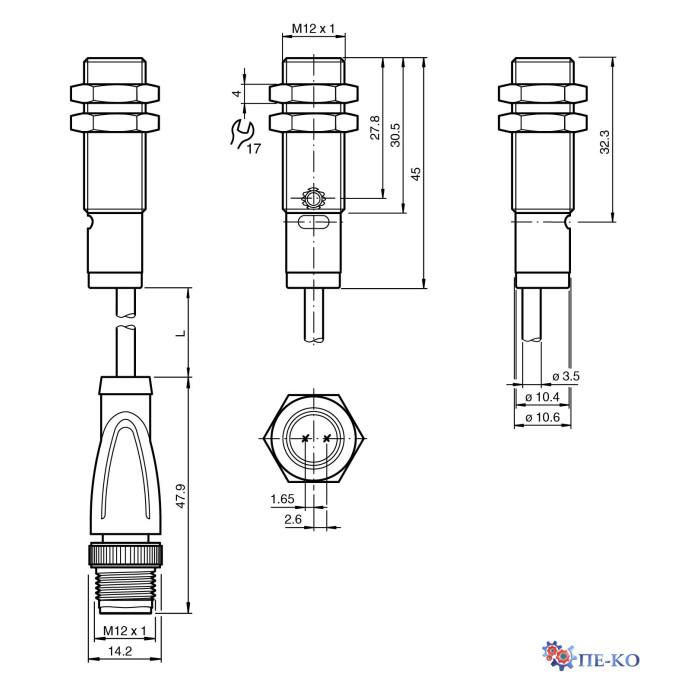 Оптичний датчик Pepperl+Fuchs OBE6000-12GM40-SE4-0,1M-V31