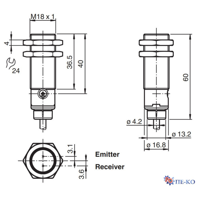 Оптичний датчик Pepperl+Fuchs OBE10M-18GM60-SE4-IR-1C