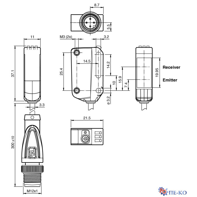 Оптичний датчик Pepperl+Fuchs OBT150-R100-2EP1-IO-0,3M-V1