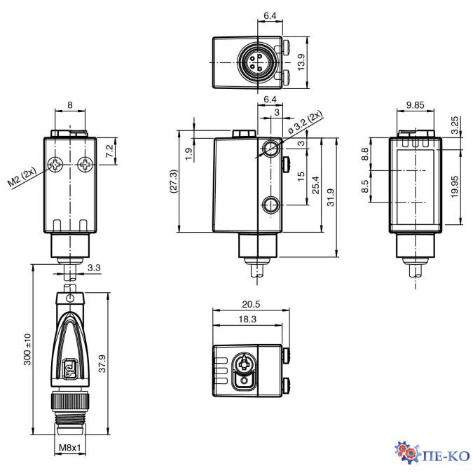 Оптичний датчик Pepperl+Fuchs OBE12M-R101-S2EP-IO-0,3M-V31