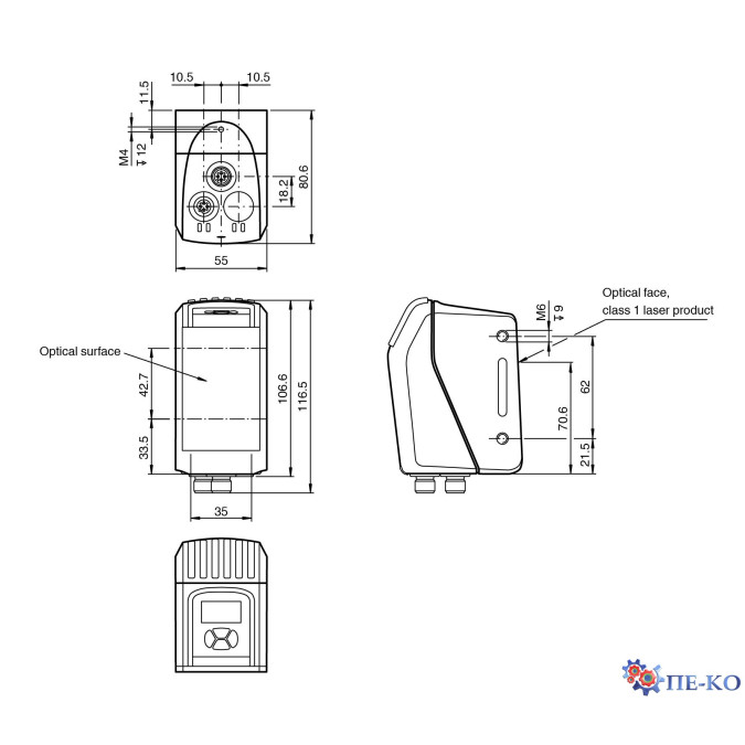 Оптичний датчик відстані Pepperl+Fuchs OMR50M-R1000-SSI-V1V1B-T