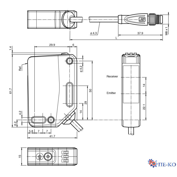 Оптичний датчик Pepperl+Fuchs OQT400-R201-EP-IO-0,3M-V3