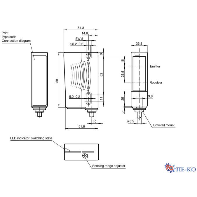 Оптичний датчик Pepperl+Fuchs RL29-8-H-1200-RT/115/136