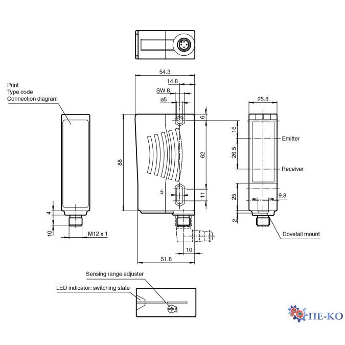 Оптичний датчик Pepperl+Fuchs RL29-8-H-1200-RT/59/73c/136