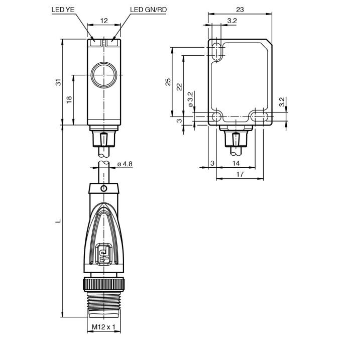 Ультразвуковий датчик Pepperl+Fuchs UC250-F77-IU-IO-0,2M-V1