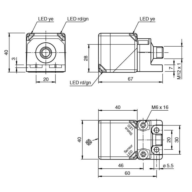 Ультразвуковий датчик Pepperl+Fuchs UC500-L2M-B16-V15-M