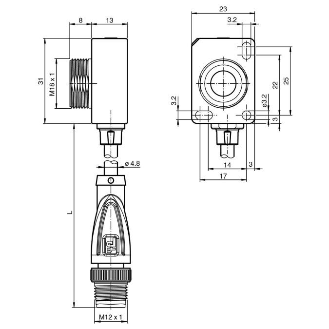 Ультразвуковий датчик Pepperl+Fuchs UC250-F77-EP-IO-0,2M-V31