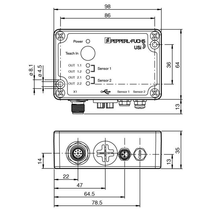 Ультразвуковий датчик Pepperl+Fuchs USIM-F264-4E5-V19