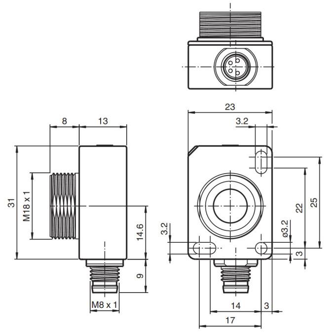 Ультразвуковий датчик Pepperl+Fuchs UC800-F77S-IU-IO-V31
